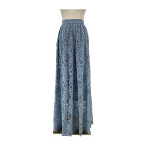 Laffaire Powder Blue Lace Maxi Skirt Medium Romantic Cottagecore Spring Wedding